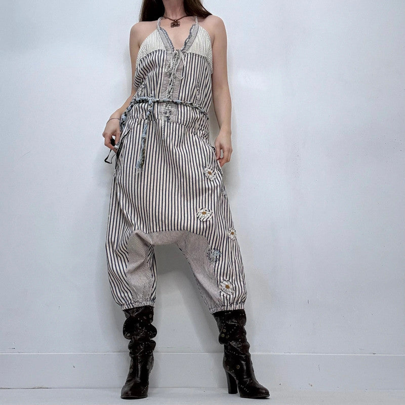 pinstripe batwing slouchy dungarees