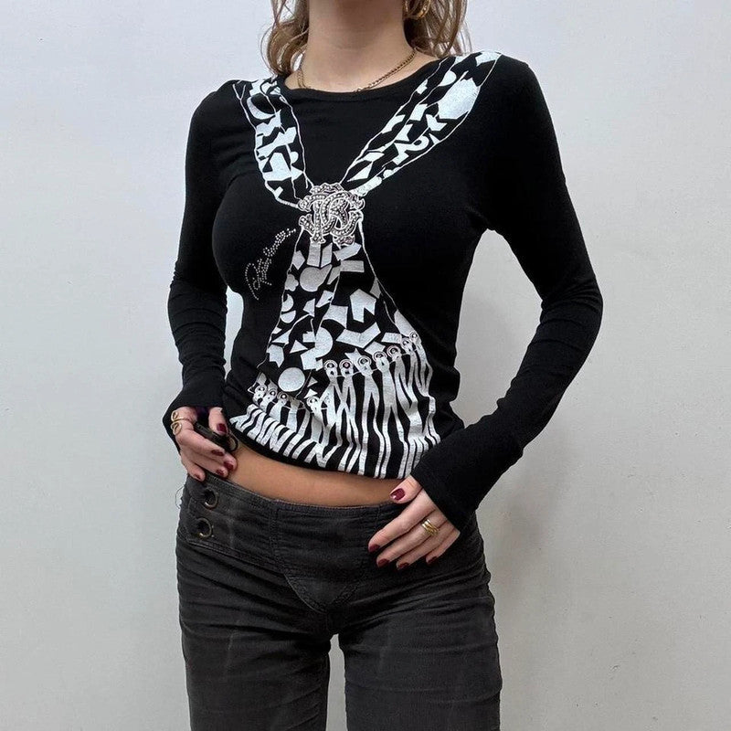 graphic printed cavalli y2k t-shirt