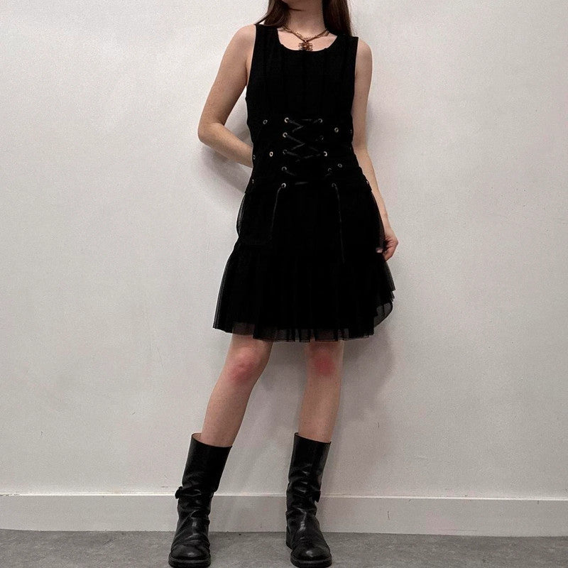 black corset grunge eyelet dress