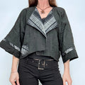 black crinkle slouchy wide sleeve jacket
