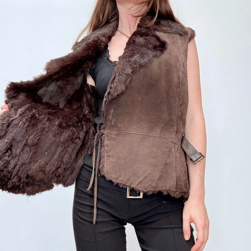 brown suede boho gilet