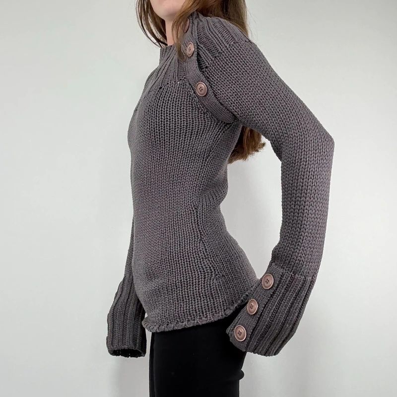 chunky knit ribbed funnel neck jumper
