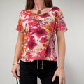 pink hawaiian floral graphic printed mesh top
