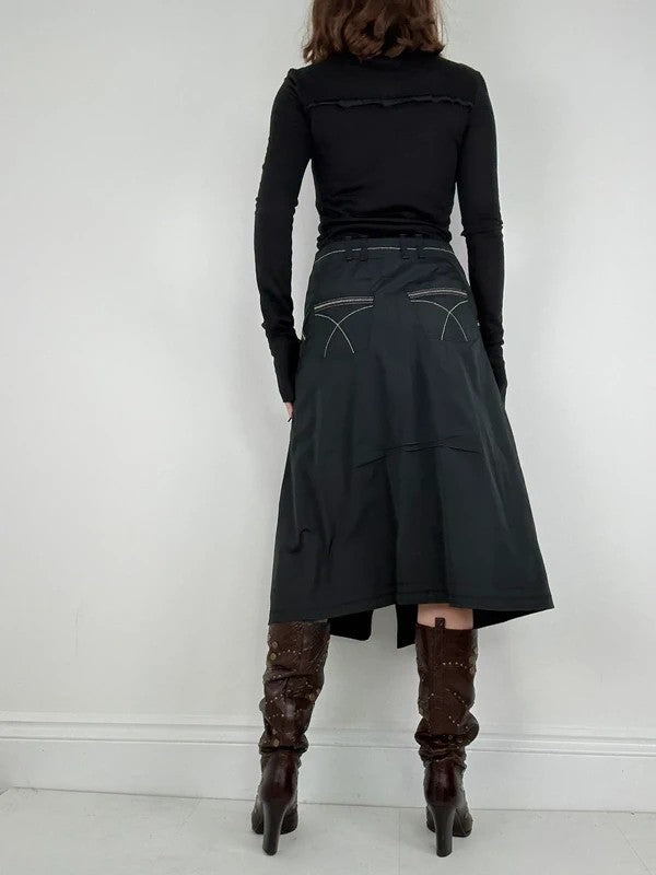 black structured grunge long sleeve dress