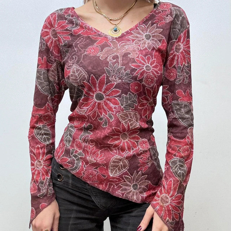 red flared asymmetric fairy top