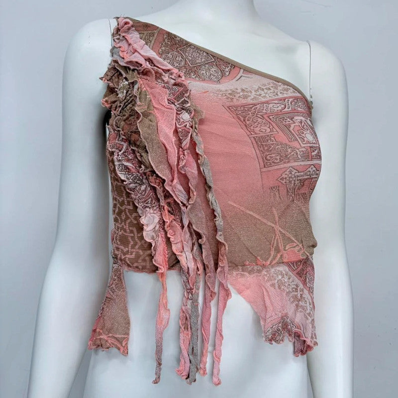 asymmetric pink flutter vest