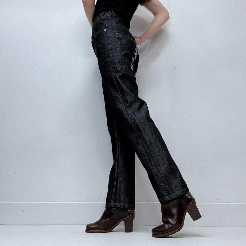 dark denim salvage wash fitted jeans