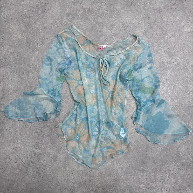 paisley print sheer flared shirt