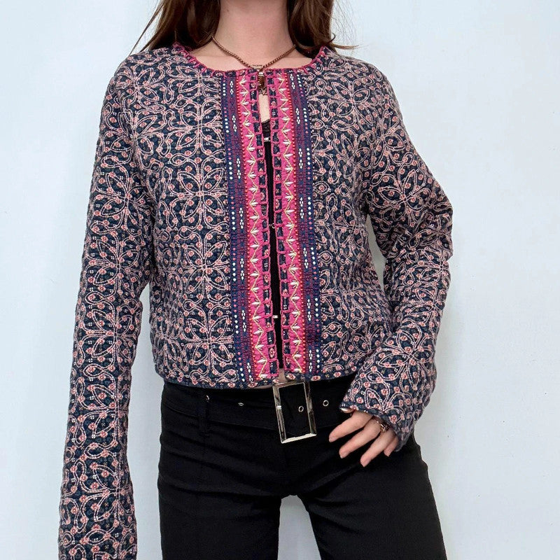 quilted floral padded cropped jacket