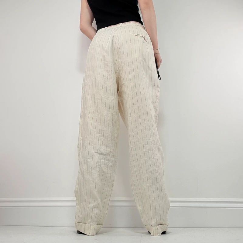 Laura Ashley vintage cream pinstripe trousers