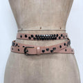 tan leather studded wrap metal belt