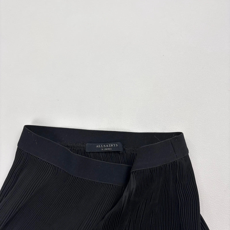 black pleated crinkle allsaints skirt