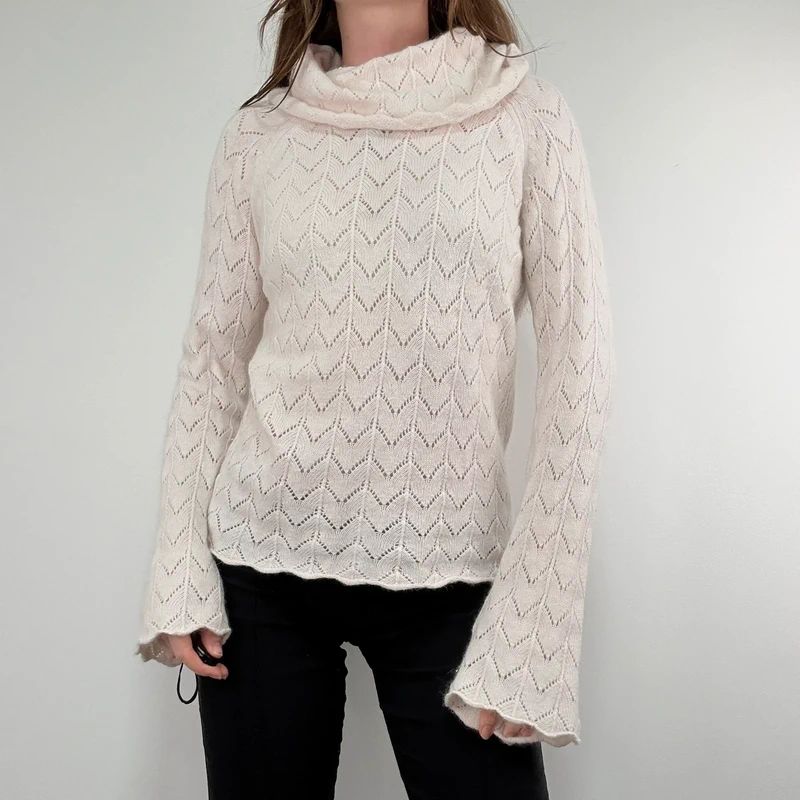 pale pink angora knitted pale pink flared jumper