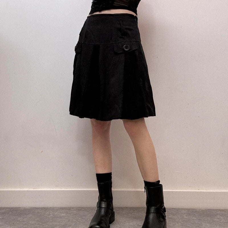 black pinstripe midi skirt