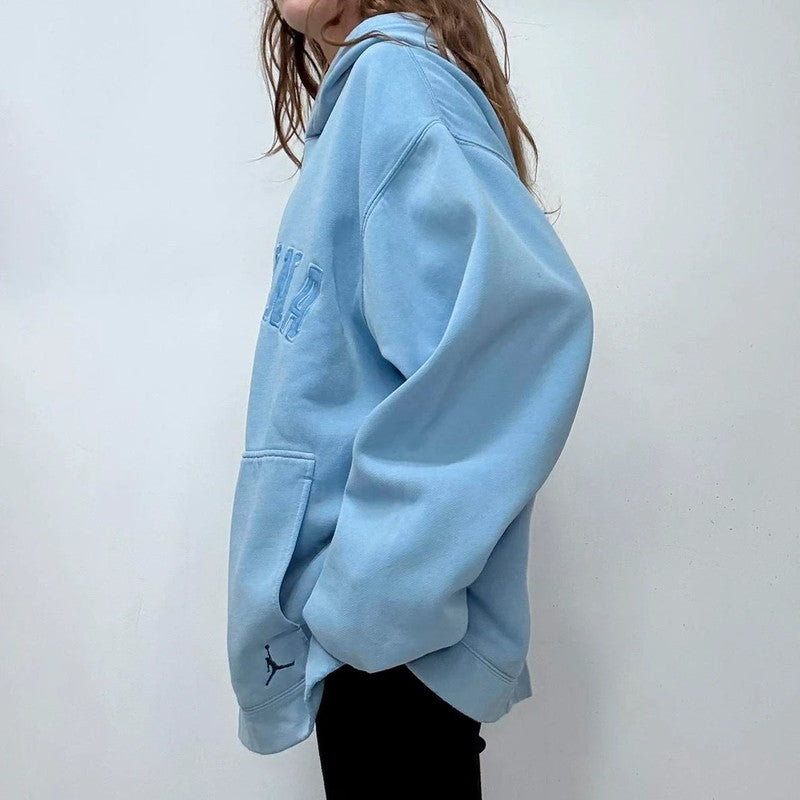 oversized baby blue varsity hoodie