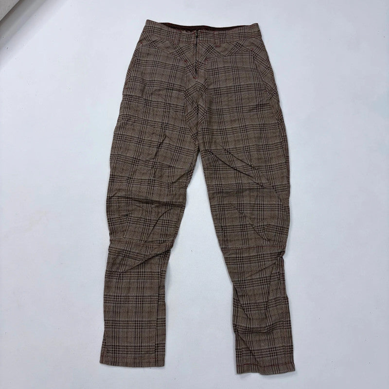 Archival tartan gathered puff trousers