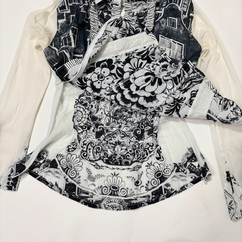 Save the Queen black and white graphic shirt