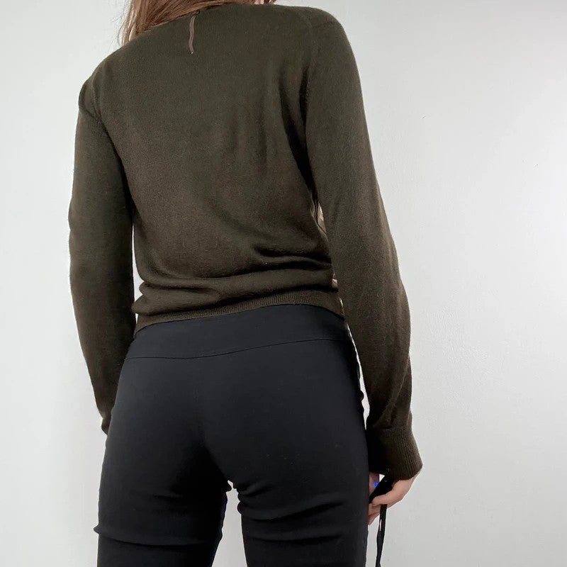 brown earthy graphic printed Y2K jumper
