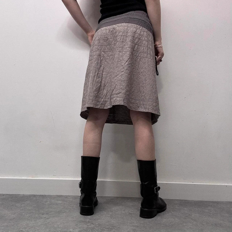 crinkle buckle cross over wrap midi skirt