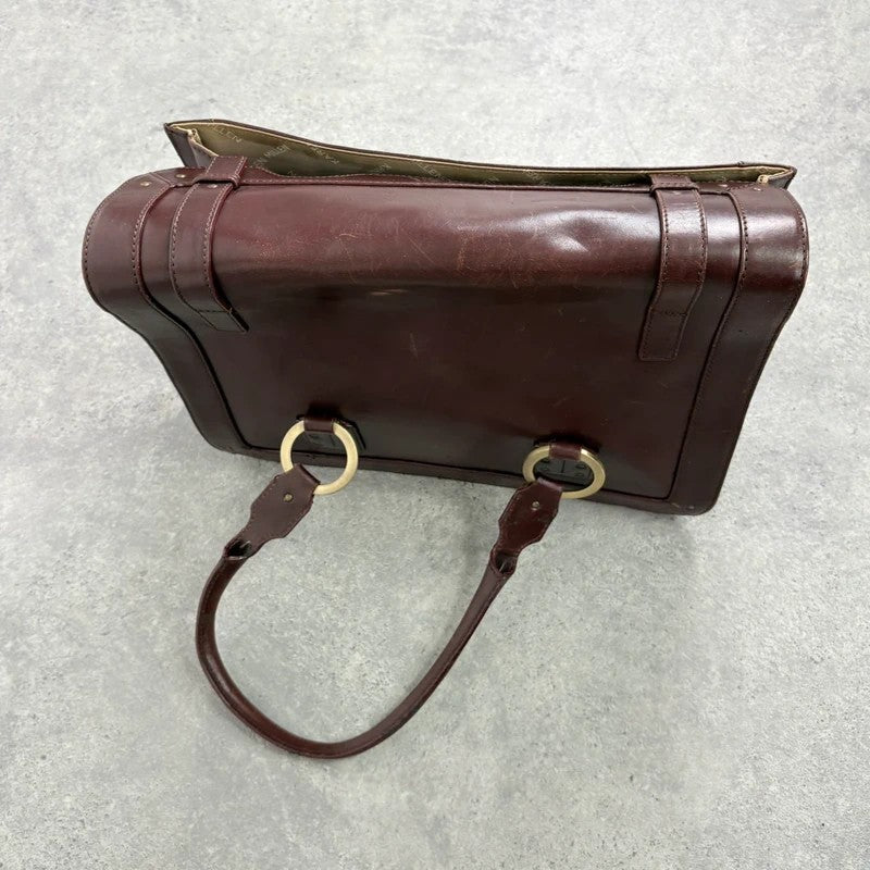maroon brown Karen millen grunge briefcase handbag
