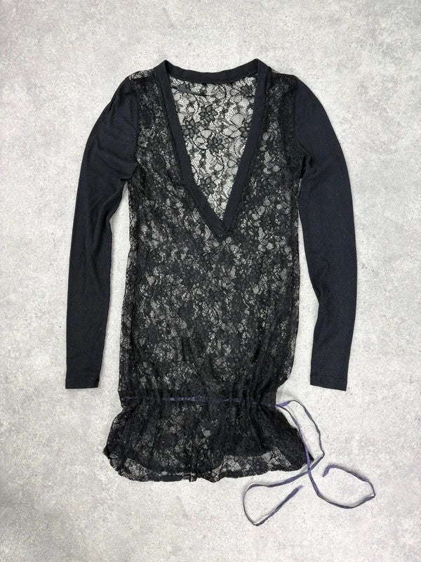 Cop Copine black lace sheer mini dress