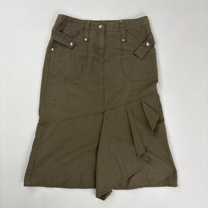 asymmetric khaki green cotton canvas skirt