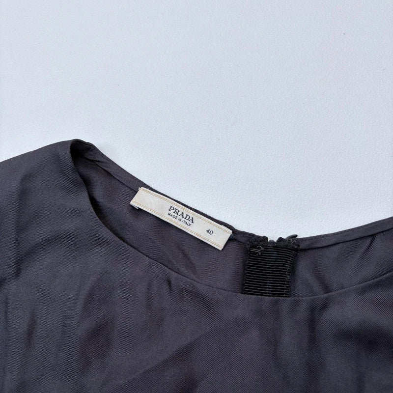 Prada silk peplum flutter top