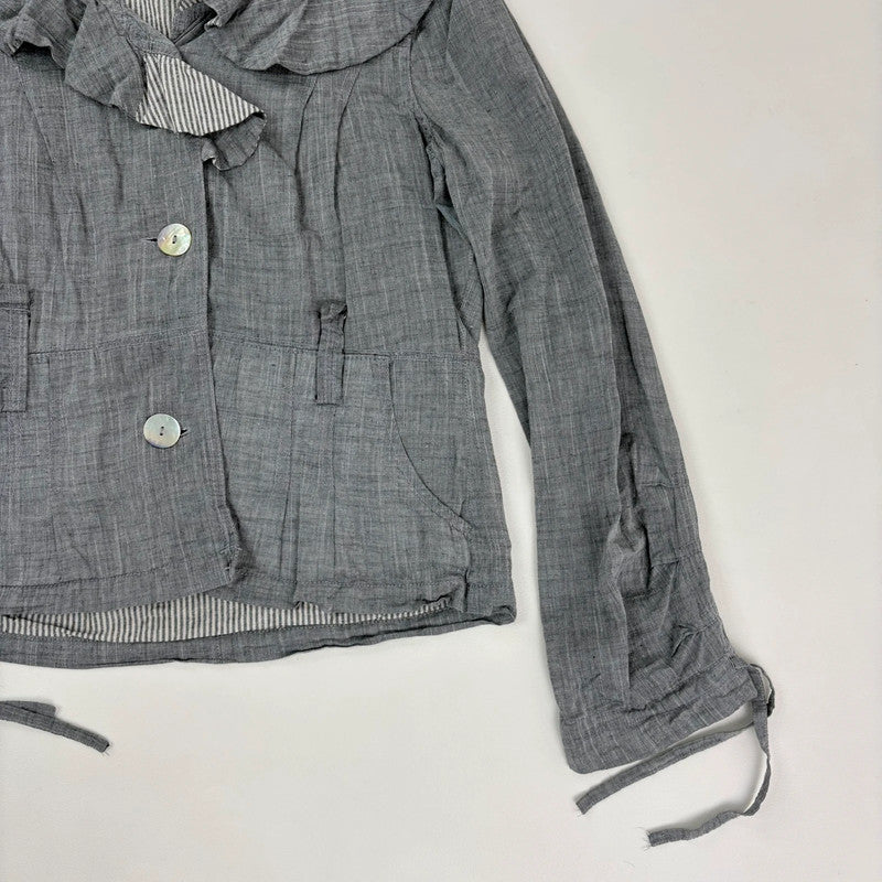 grey crinkle flared ruffle jacket