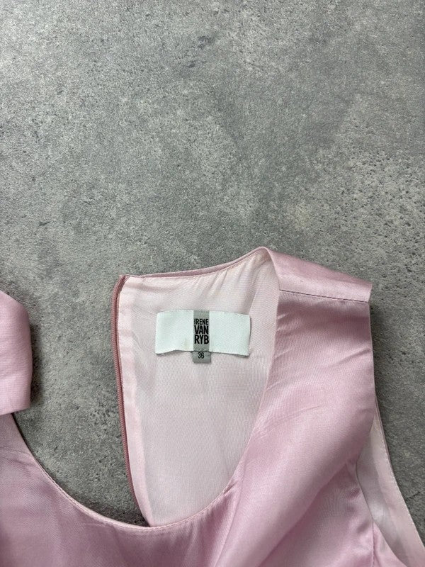90s pink shiny fitted dress