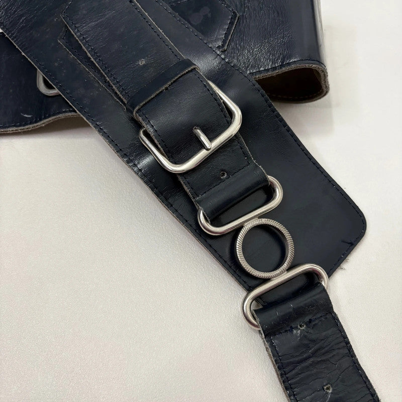 thick black leather buckle belt