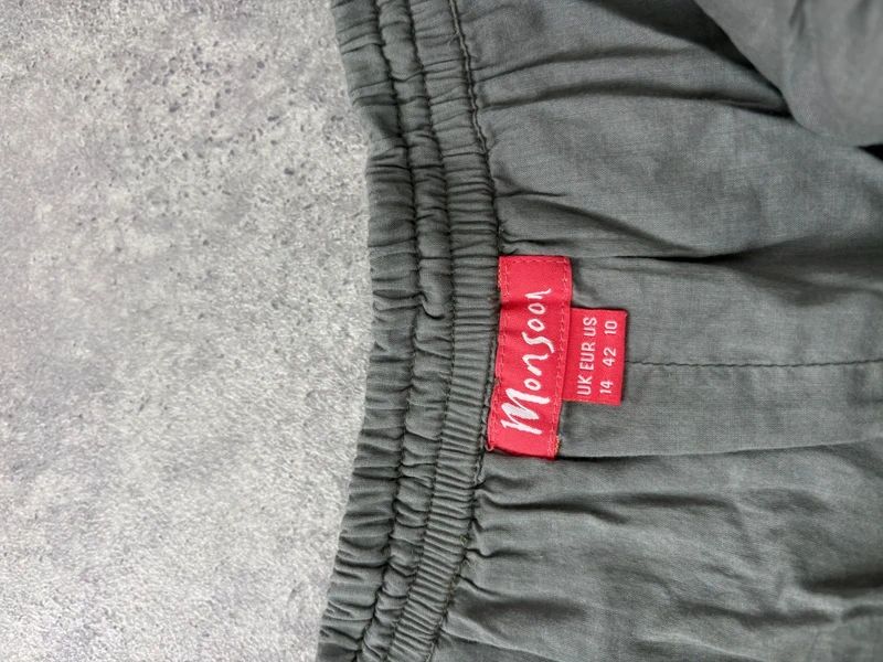 Monsoon khaki cotton flared maxi skirt