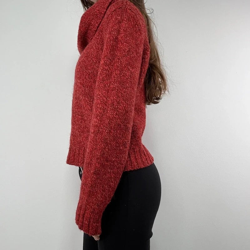 Vintage red knit massimo dutti wool roll neck sweater