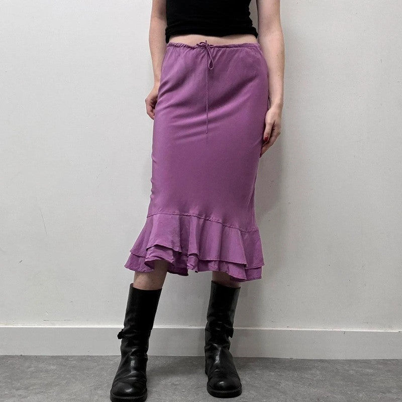Silk bias cut 90s lace skirt