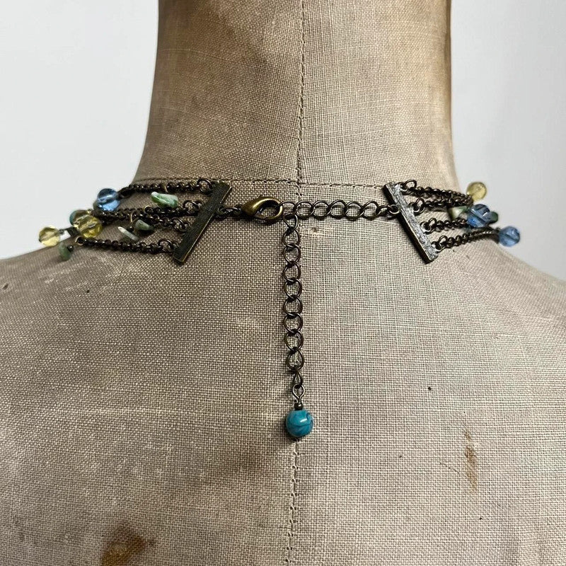 Layered gem chandelier necklace