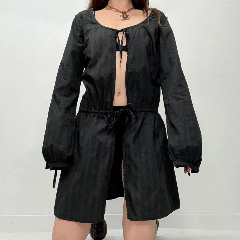black pinstripe cargo puff dress UK 8