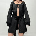 black pinstripe cargo puff dress UK 8