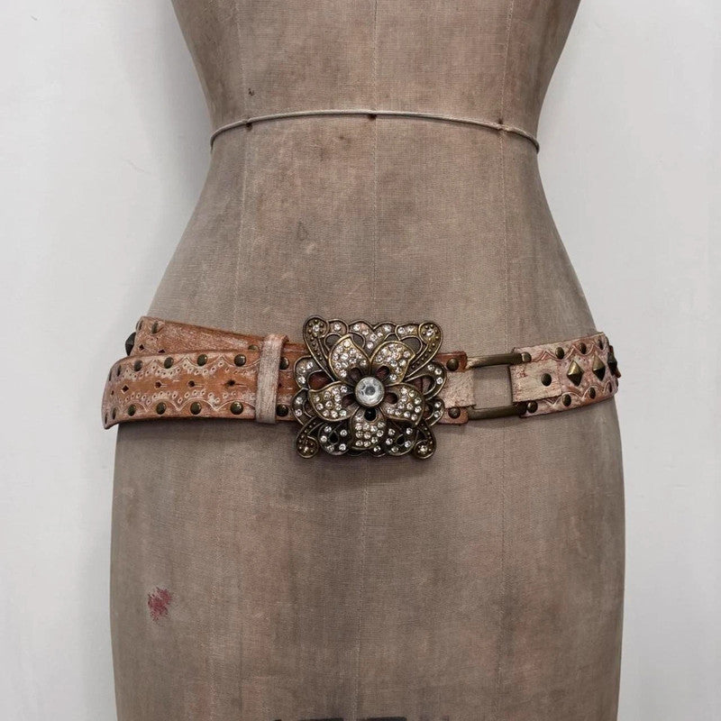 leather studded distressed belt