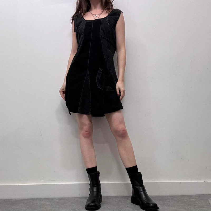 black pinstripe cargo dress