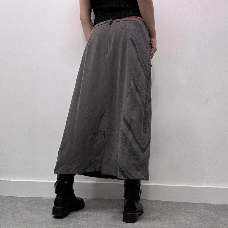 pinstripe grey suit office skirt