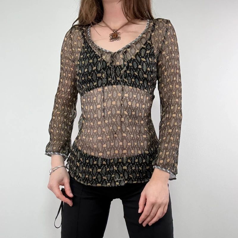 sheer polkadot silk blouse