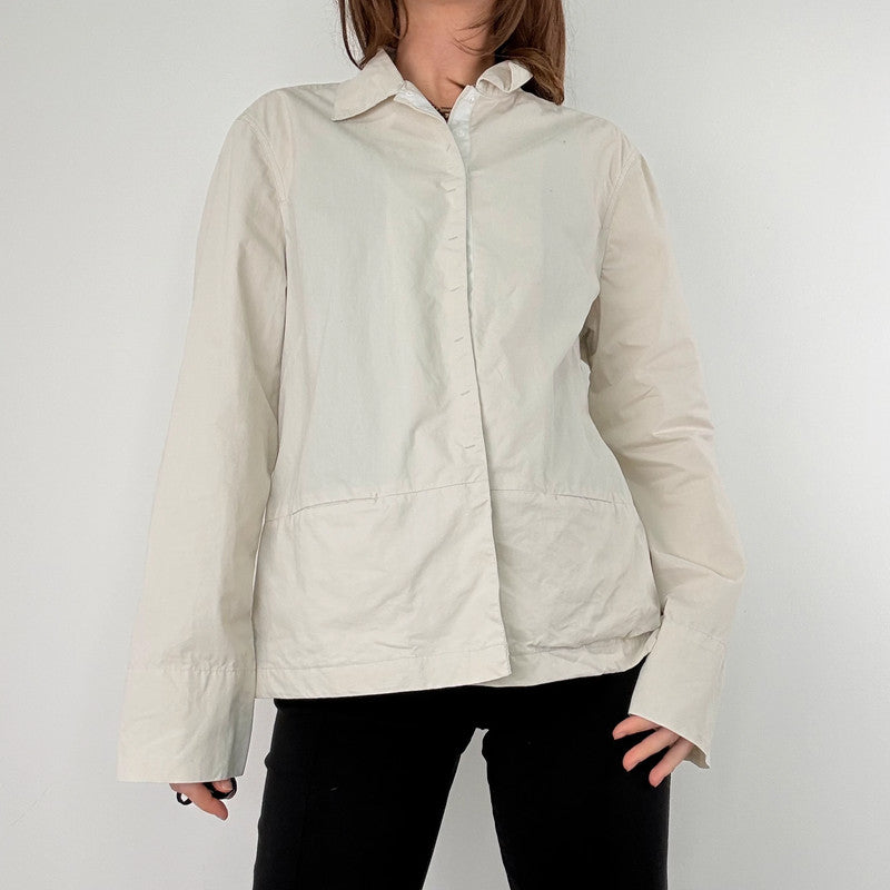 boxy cream tech jacket