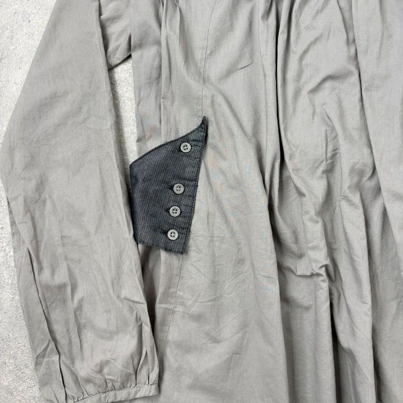 utility khaki pleated blouse with harness braces