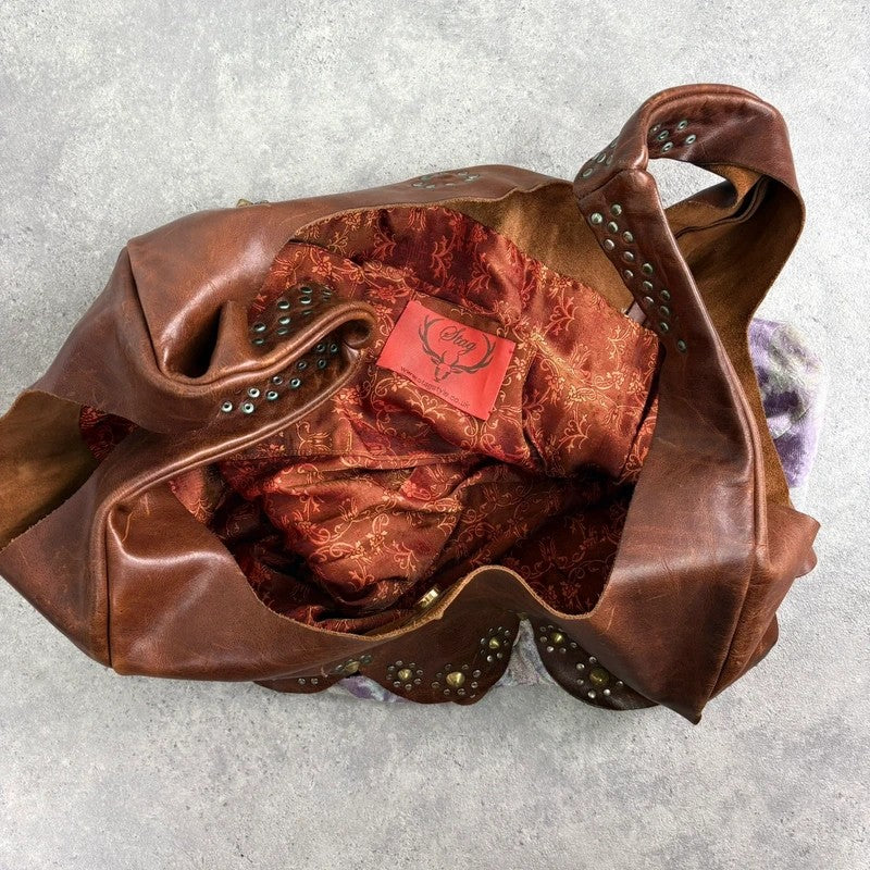 Boho patchwork studded hippy slouchy oversized bag