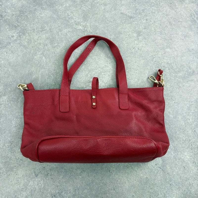 Italian leather red handbag with chic gold hardware