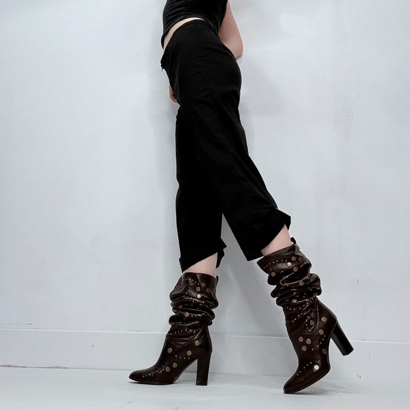 Cop Copine Black low rise lace up pleated trousers