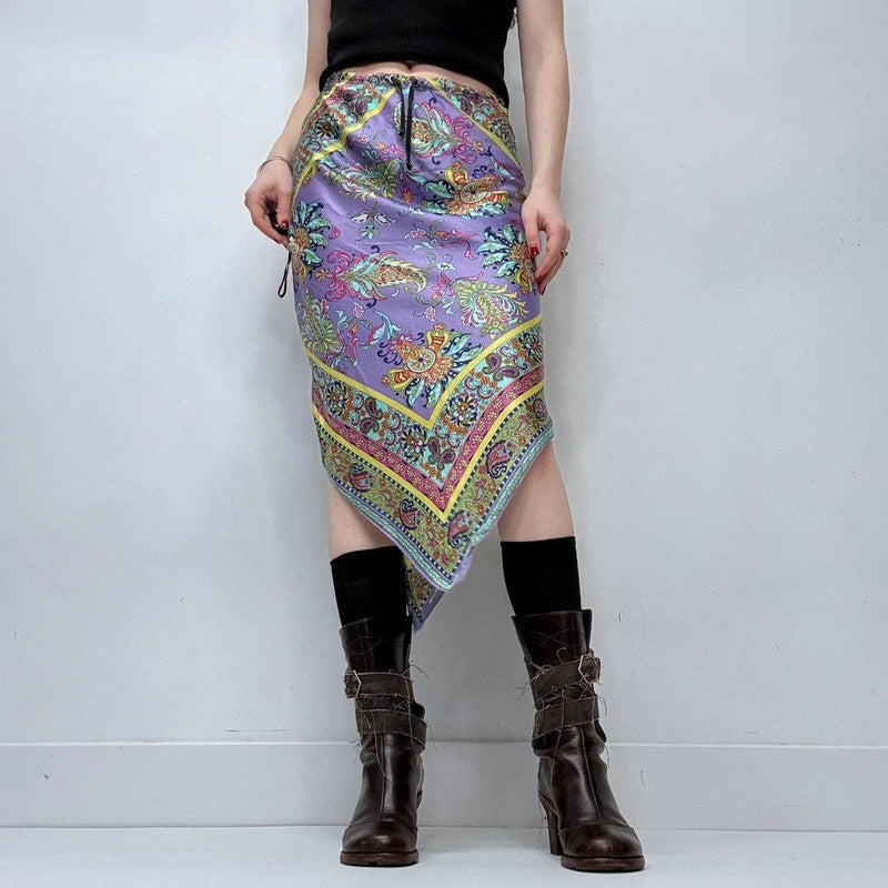 handkerchief paisley midi skirt