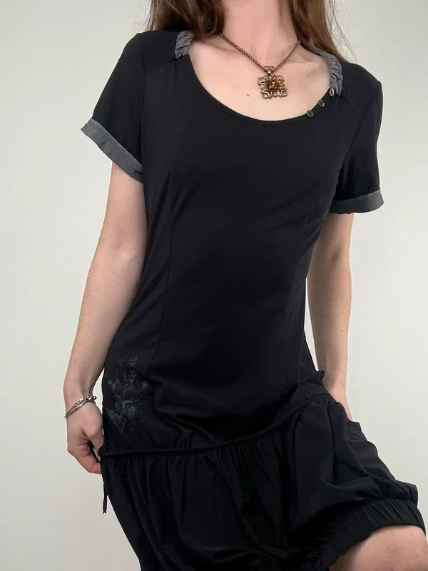 Black jersey slouchy grunge t-shirt dress