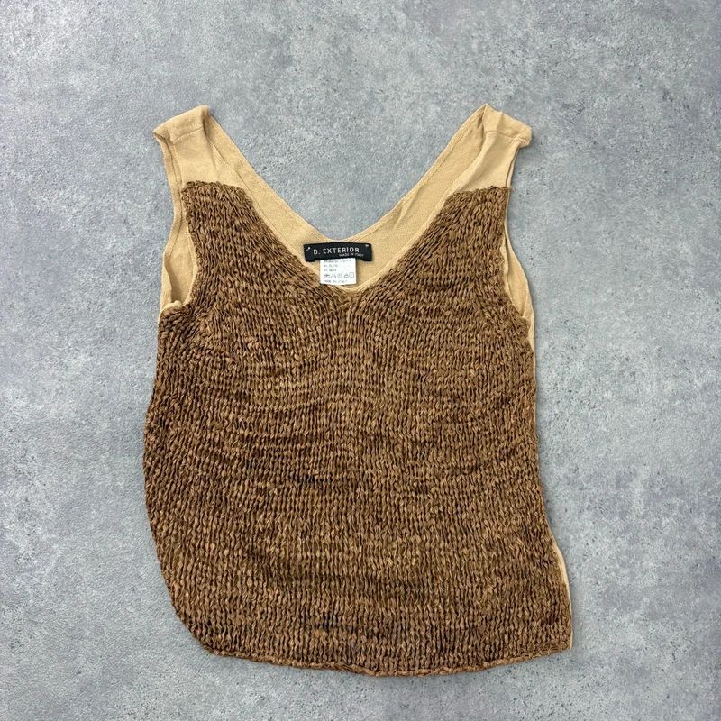 tan knitted slouchy vest top