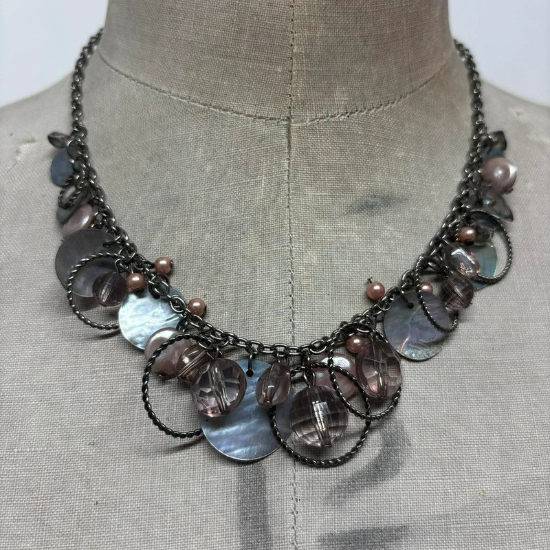 metal boho pearl necklace