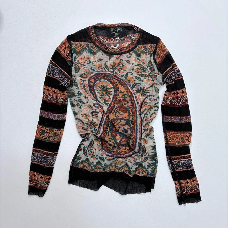 jean paul gaultier sheer boho mesh top